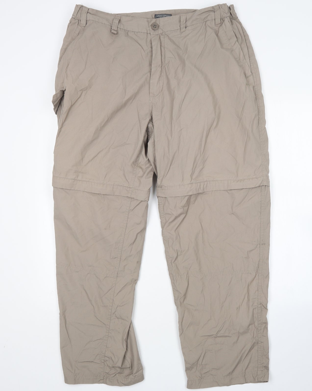 Craghoppers Mens Beige  Polyester Rain Trousers Trousers Size 38 L30 in Regular  - Zip offs