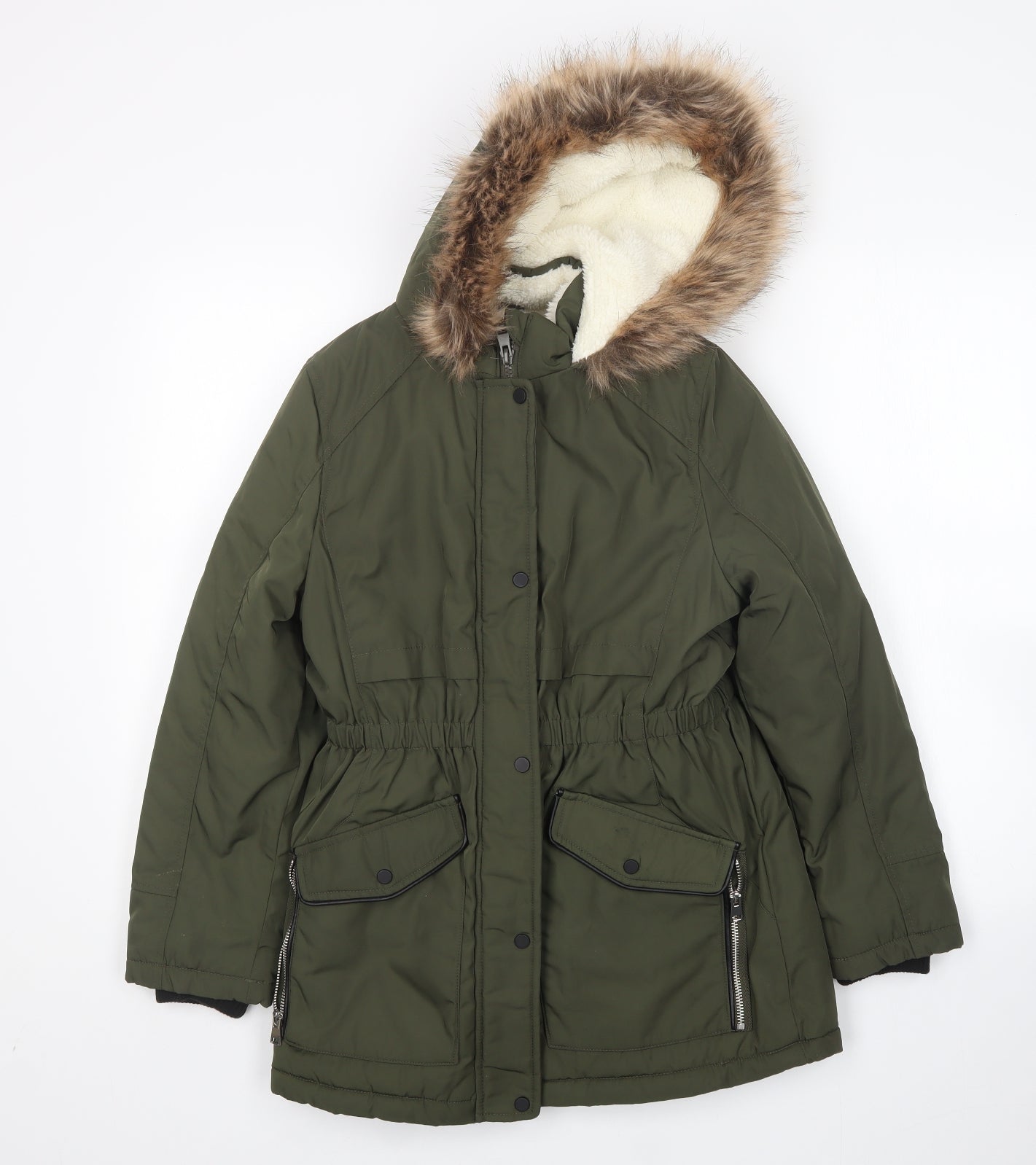 George Girls Green   Parka Coat Size 11-12 Years