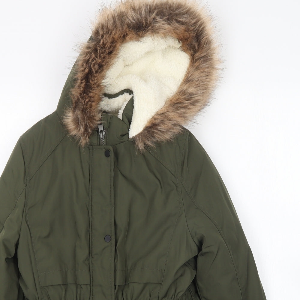 George Girls Green   Parka Coat Size 11-12 Years