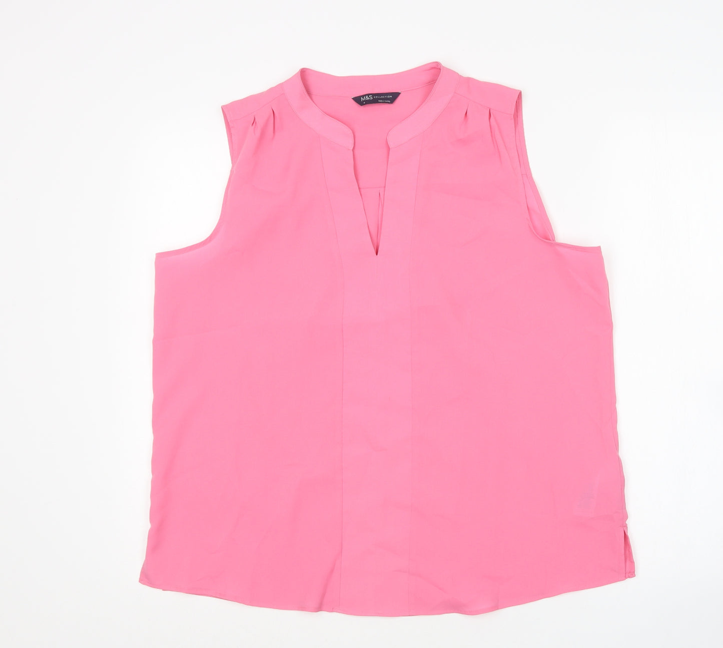 M&S Womens Pink  Polyester Basic Blouse Size 16 V-Neck