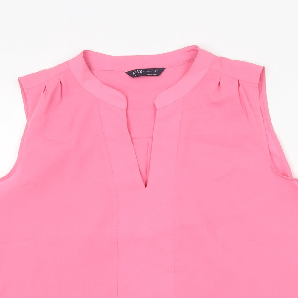 M&S Womens Pink  Polyester Basic Blouse Size 16 V-Neck