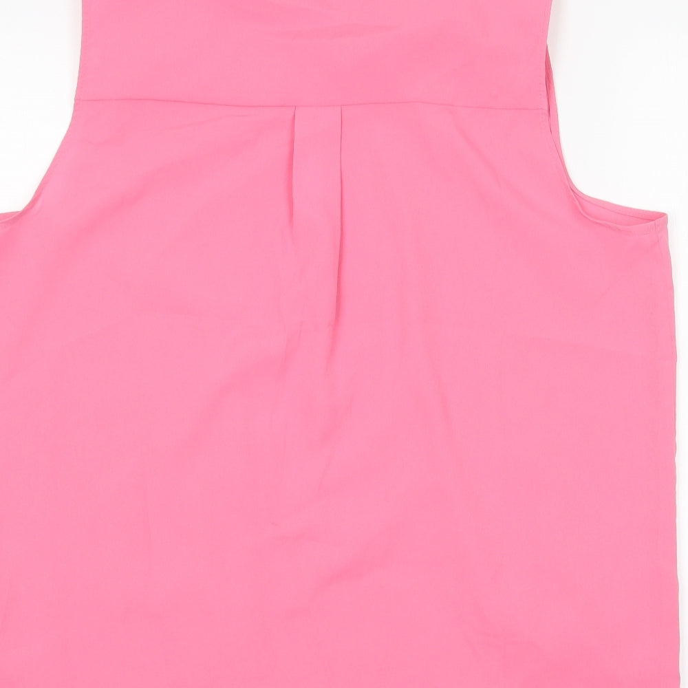 M&S Womens Pink  Polyester Basic Blouse Size 16 V-Neck