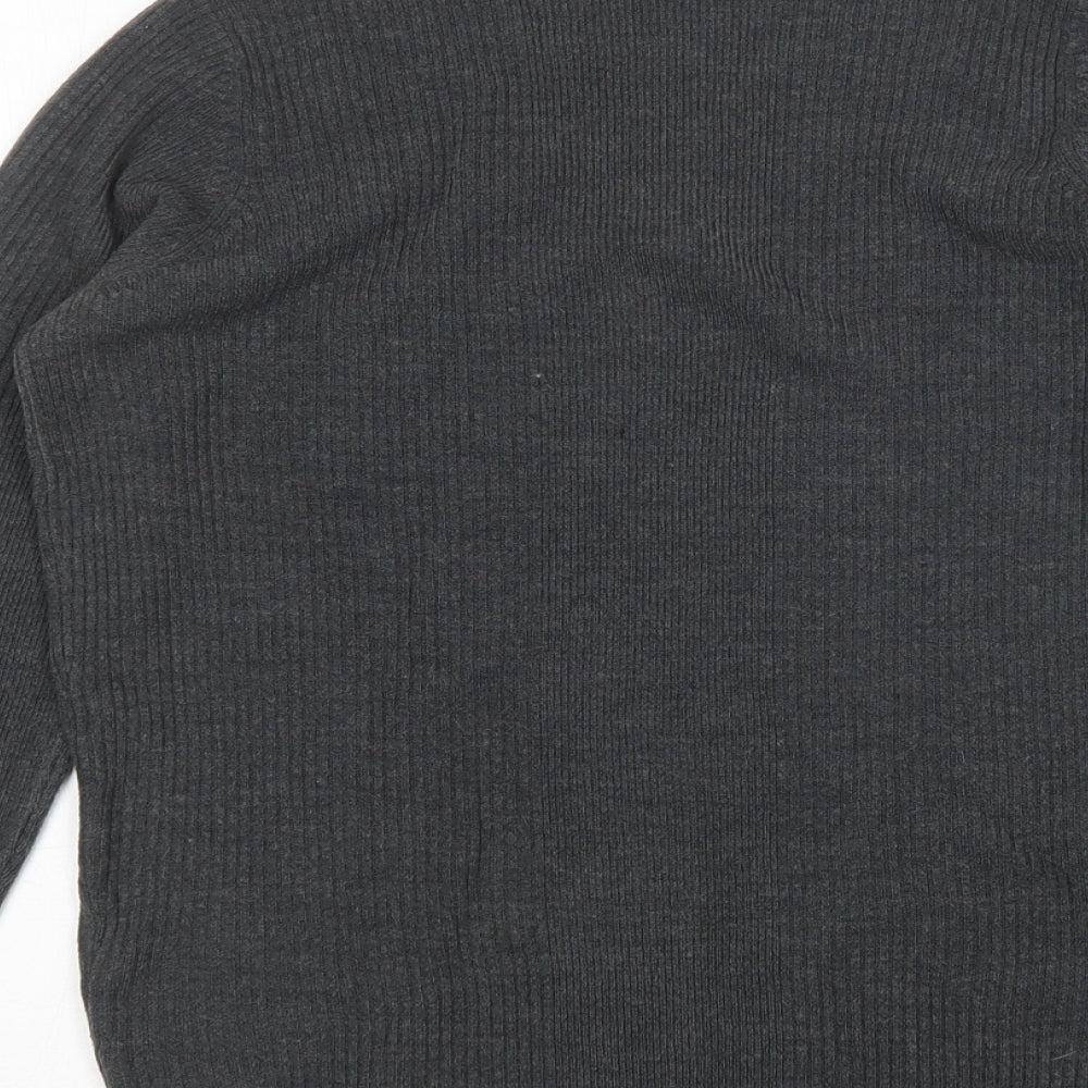 M&s Womens Grey Scoop Neck  Acrylic Pullover Jumper Size 10