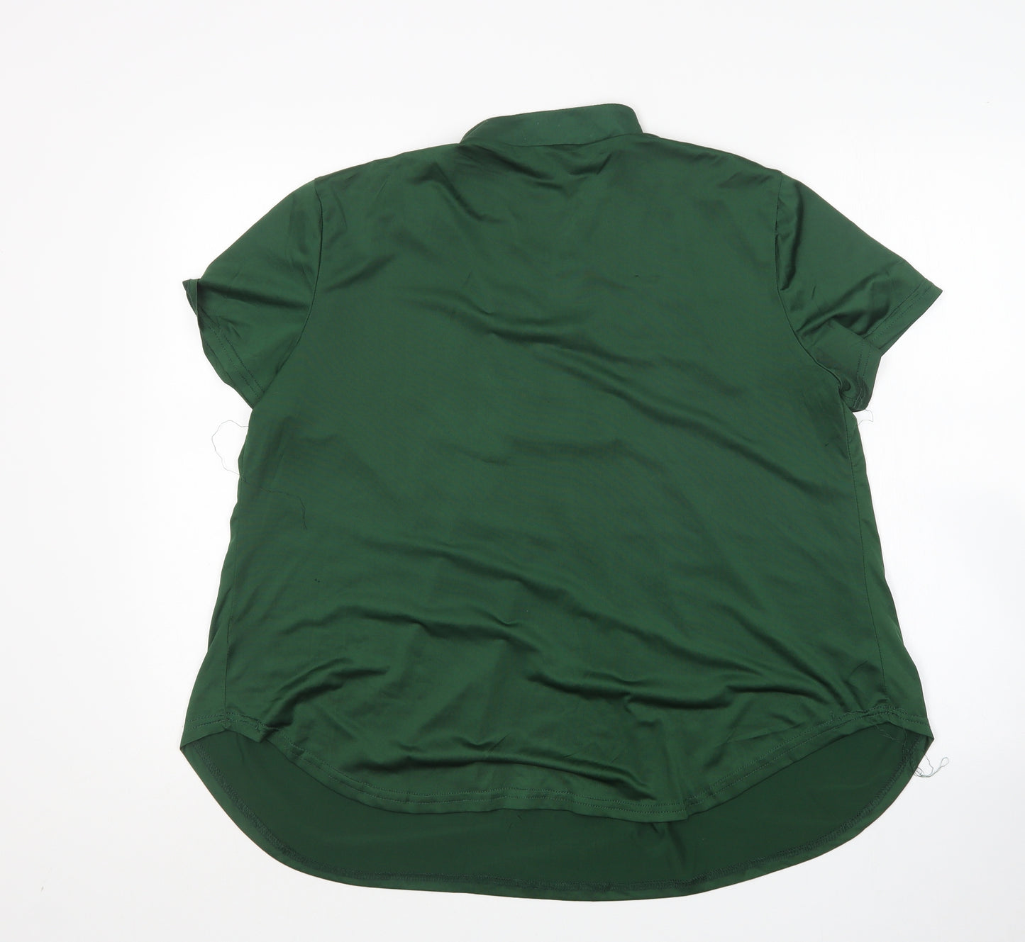 Preworn Womens Green  Polyester Basic Blouse Size S V-Neck