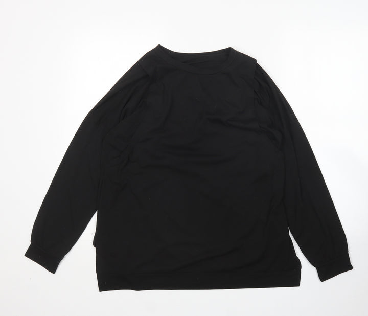 Preworn Womens Black  Polyester Pullover Sweatshirt Size L