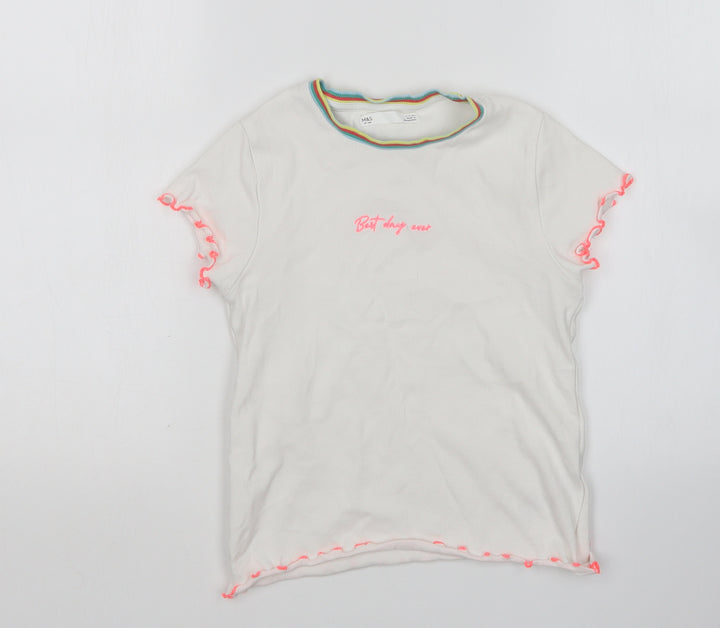 m7s Girls Multicoloured  Cotton Basic T-Shirt Size 9-10 Years Round Neck