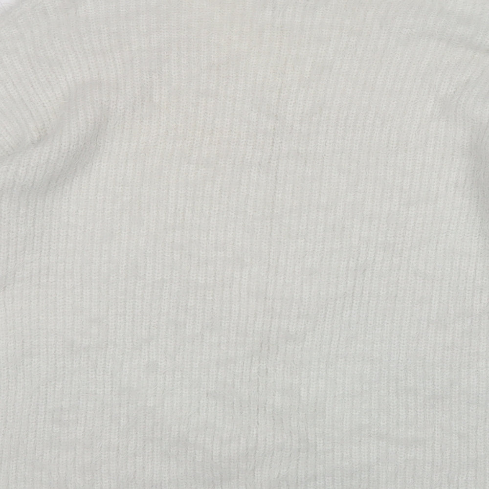 Primark Mens White V-Neck  Acrylic Pullover Jumper Size L