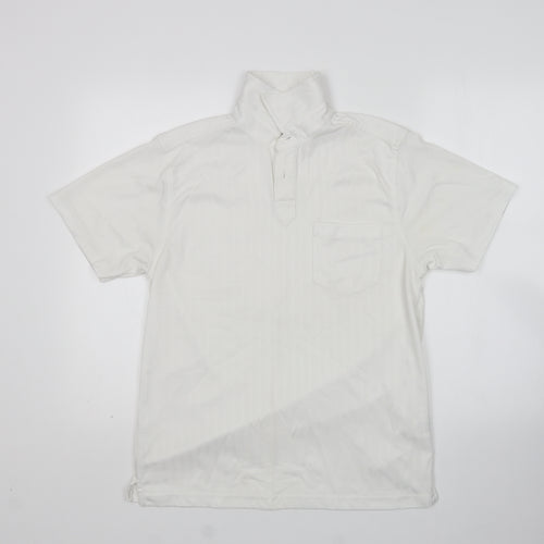 UrbanSpirit Womens White  Polyester Basic Polo Size M Collared