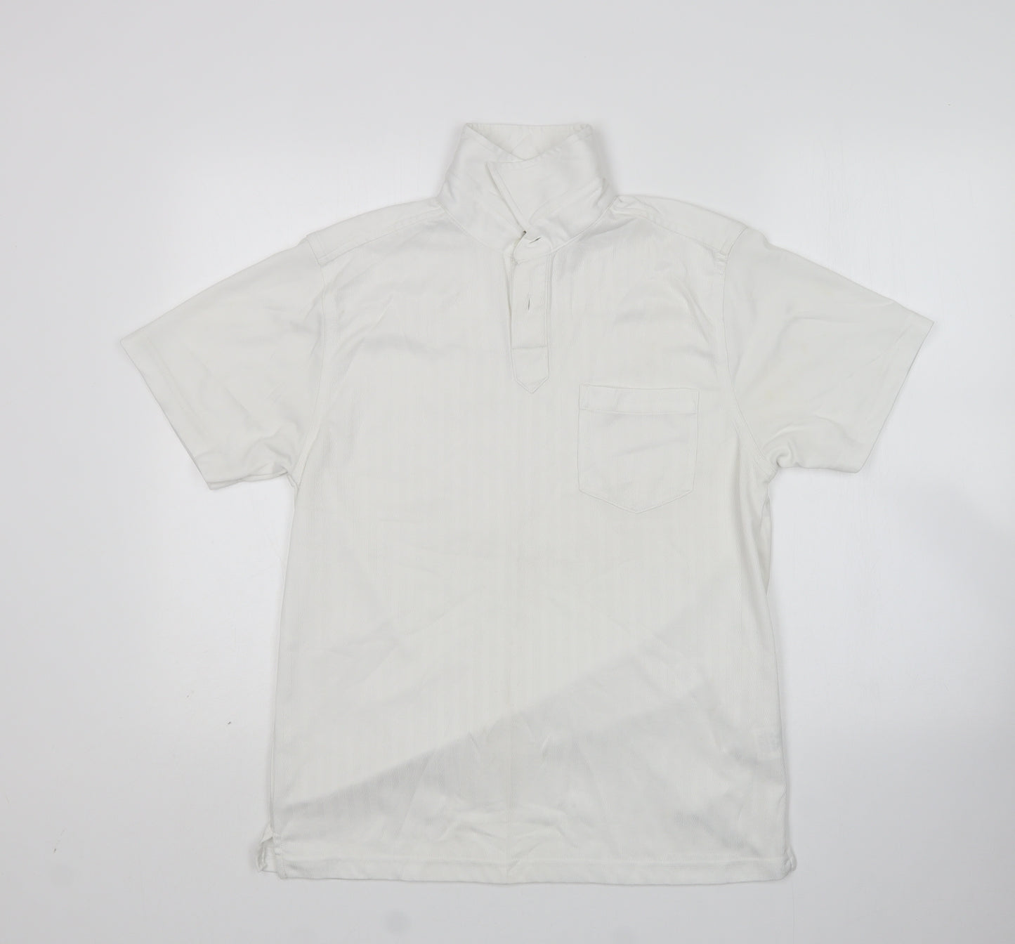 UrbanSpirit Womens White  Polyester Basic Polo Size M Collared
