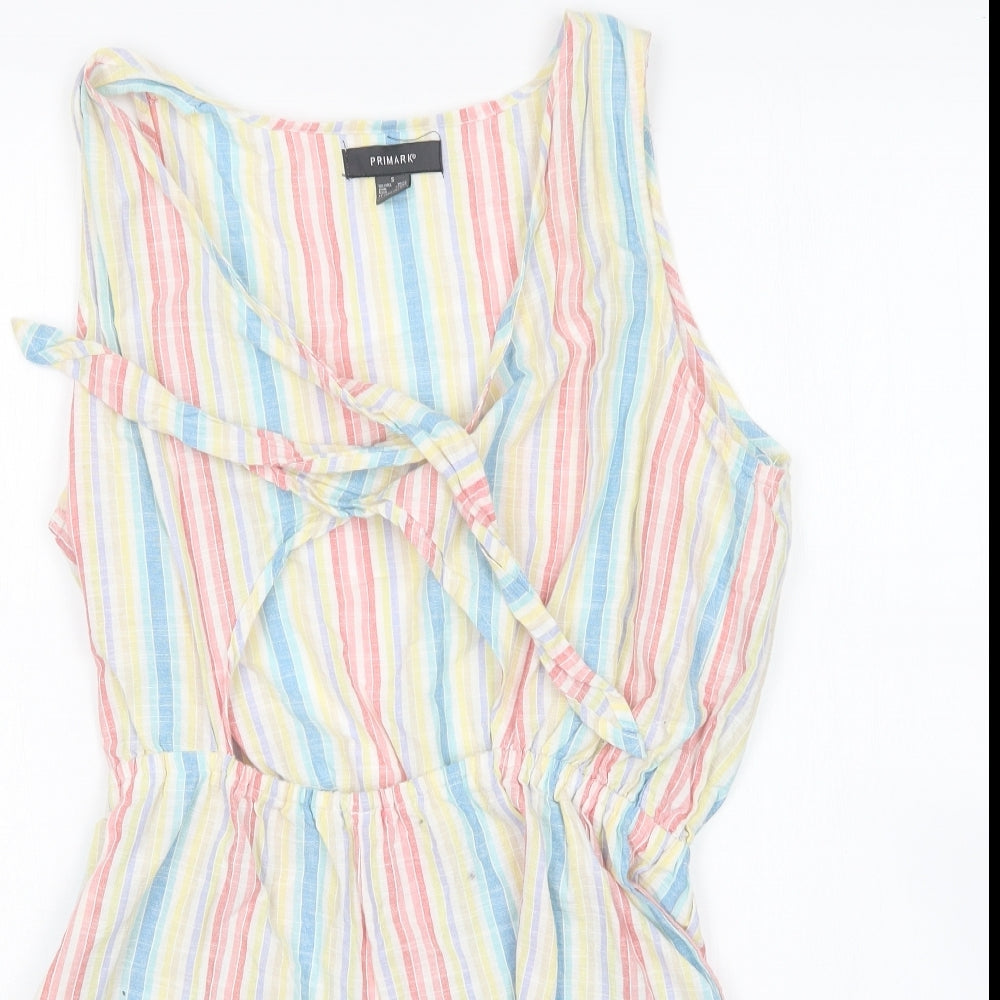 Primark Womens Multicoloured Striped Cotton Playsuit One-Piece Size S