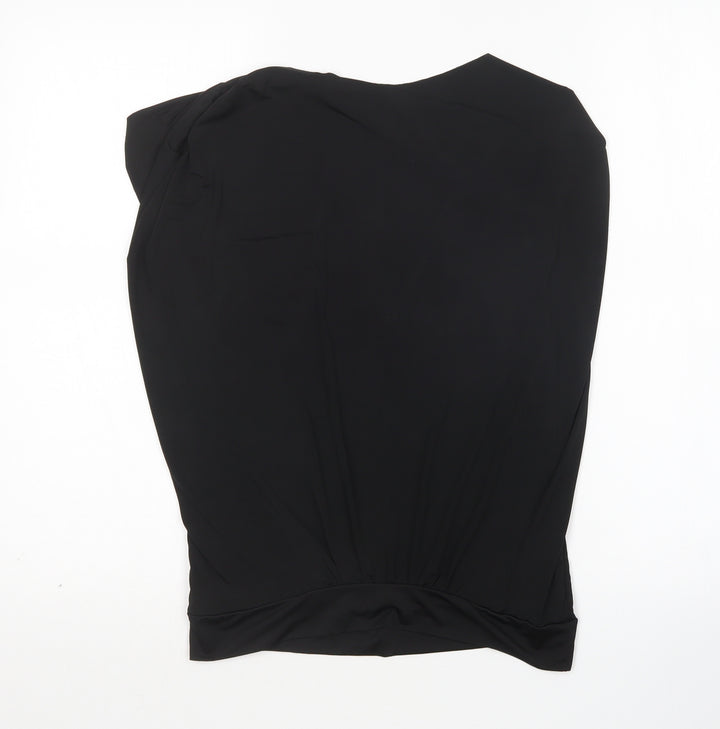 Amisu Womens Black Polyester Basic Blouse Size M Round Neck