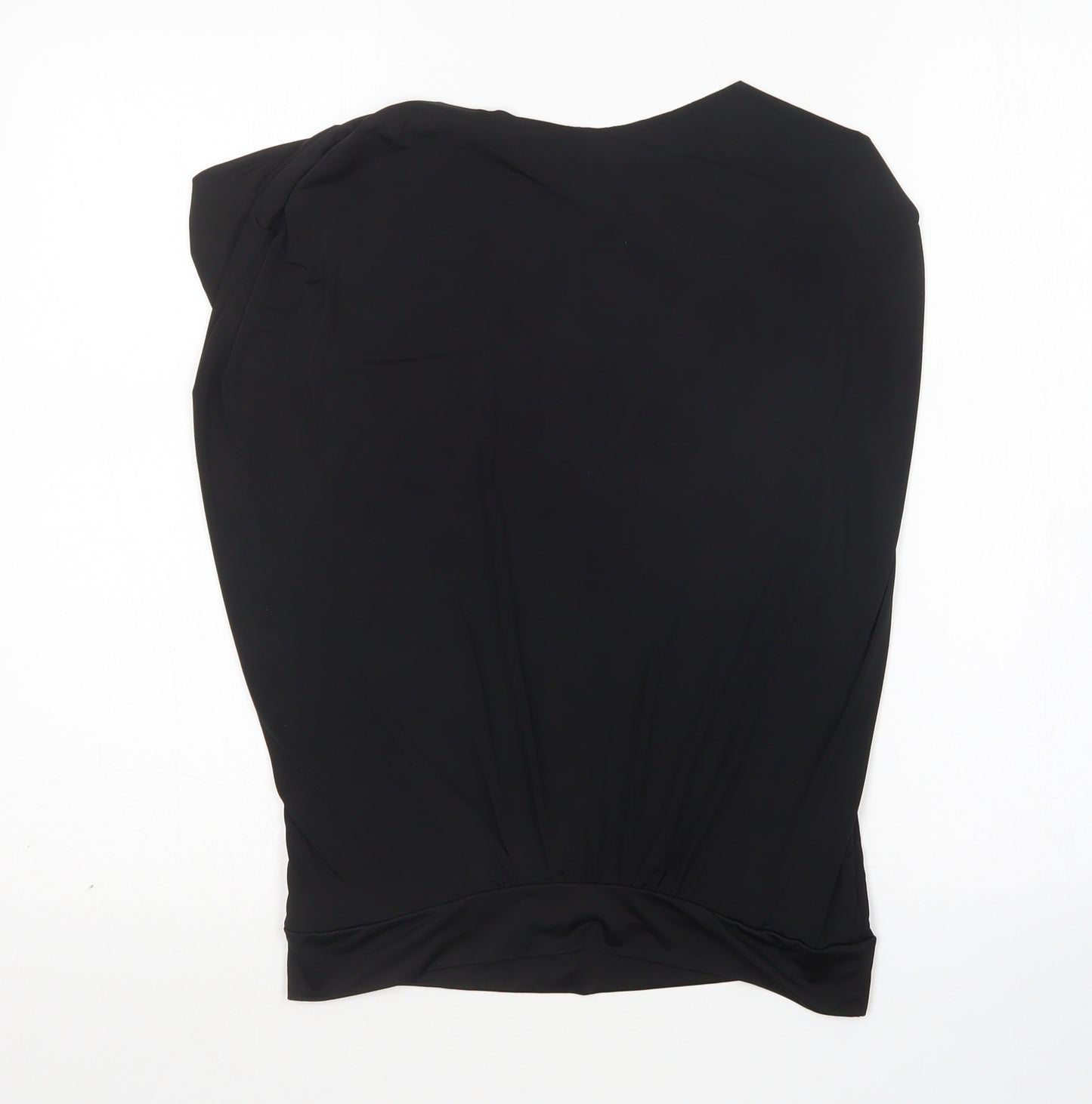 Amisu Womens Black  Polyester Basic Blouse Size M Round Neck