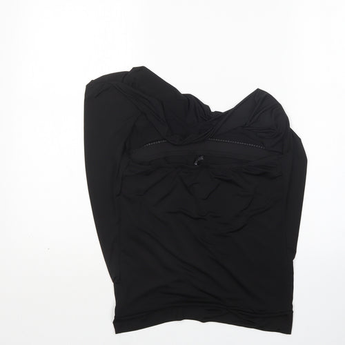 Amisu Womens Black  Polyester Basic Blouse Size M Round Neck