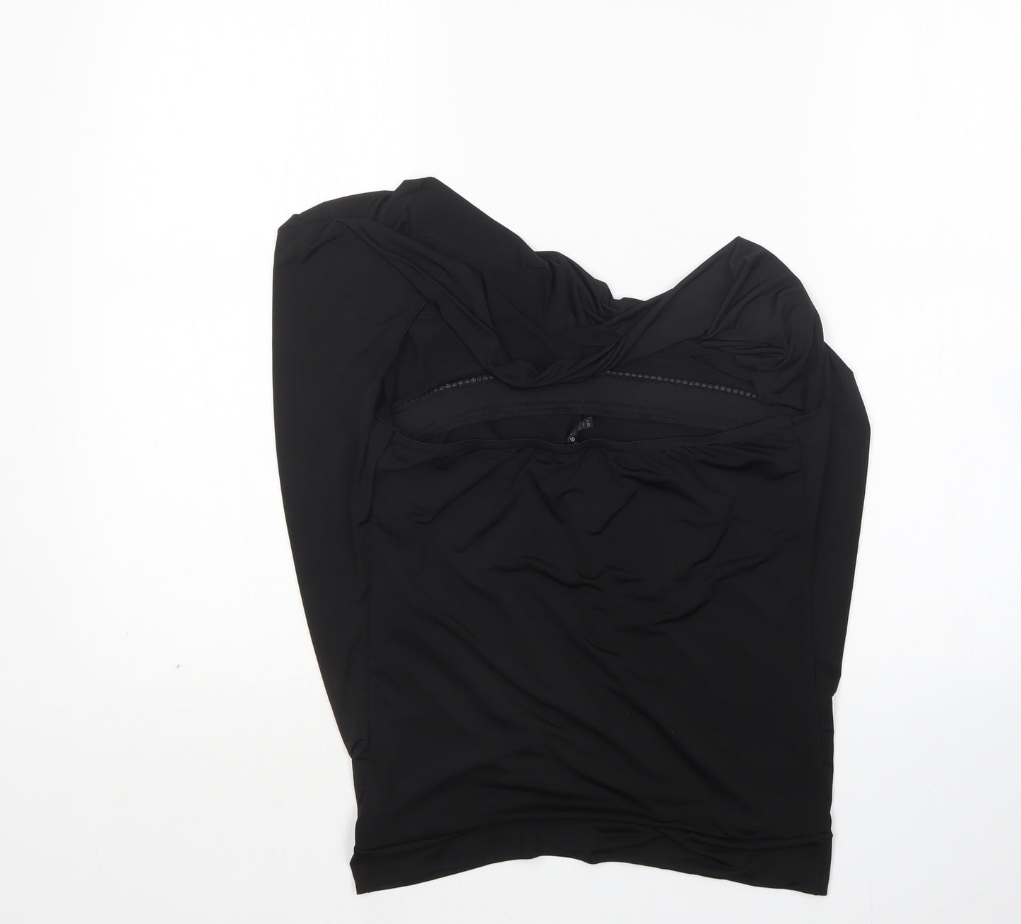 Amisu Womens Black  Polyester Basic Blouse Size M Round Neck