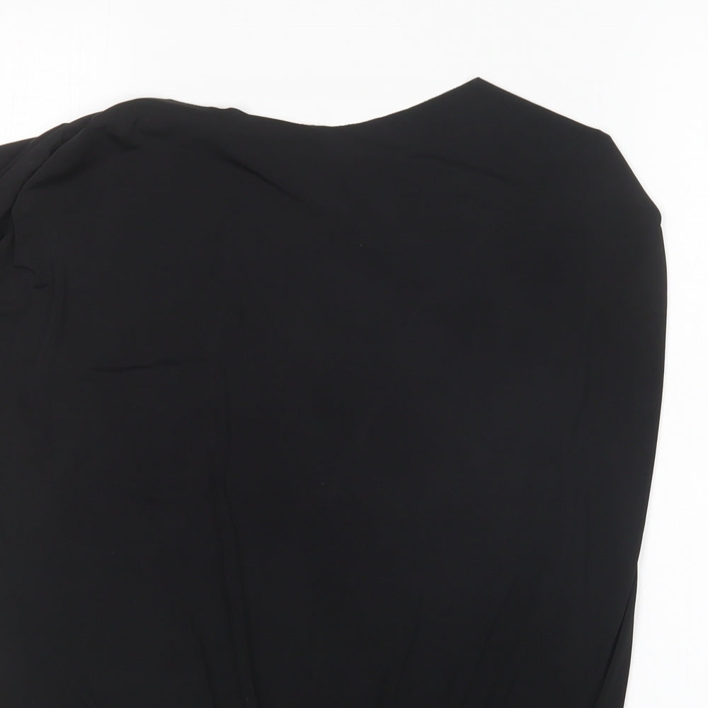 Amisu Womens Black  Polyester Basic Blouse Size M Round Neck