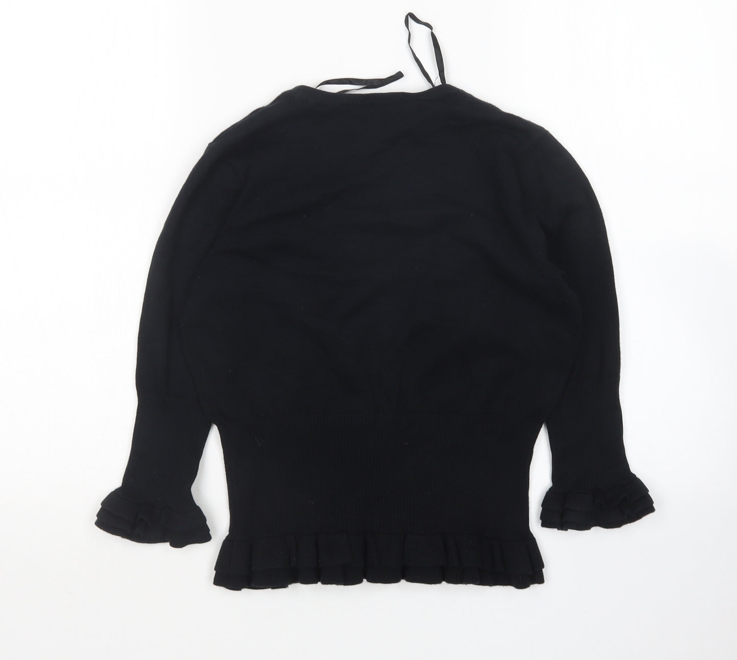 Star Womens Black V-Neck  Cotton Cardigan Jumper Size 10