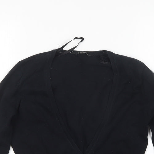 Star Womens Black V-Neck  Cotton Cardigan Jumper Size 10