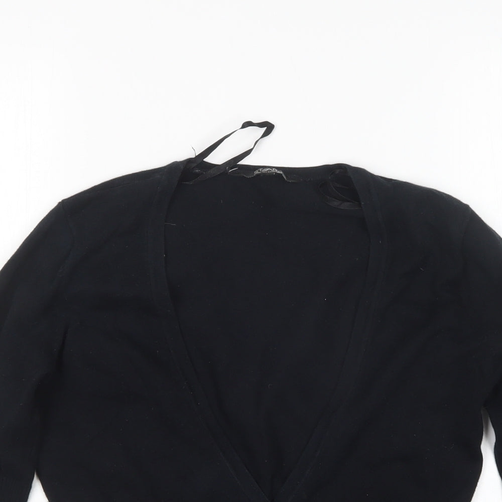 Star Womens Black V-Neck  Cotton Cardigan Jumper Size 10