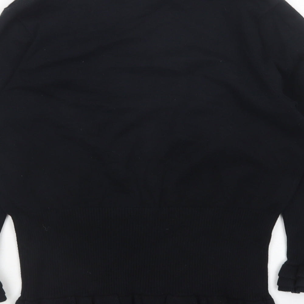 Star Womens Black V-Neck  Cotton Cardigan Jumper Size 10