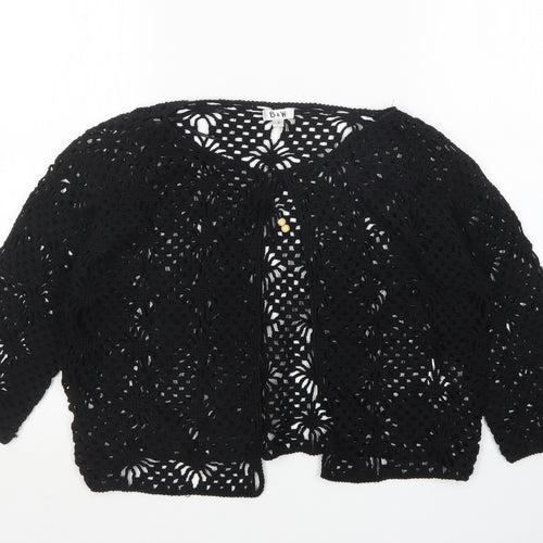 B&W Womens Black Round Neck  Acrylic Cardigan Jumper Size M