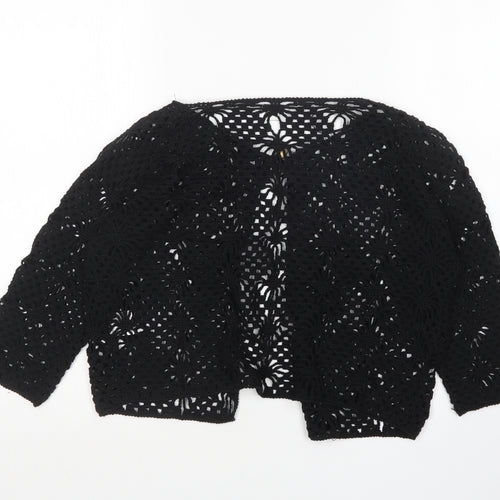 B&W Womens Black Round Neck  Acrylic Cardigan Jumper Size M
