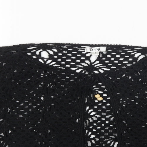 B&W Womens Black Round Neck  Acrylic Cardigan Jumper Size M