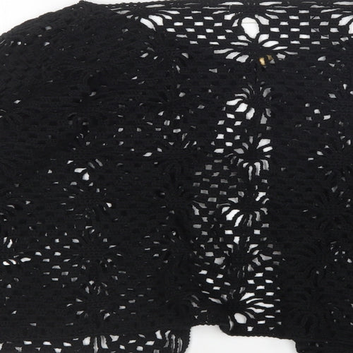 B&W Womens Black Round Neck  Acrylic Cardigan Jumper Size M