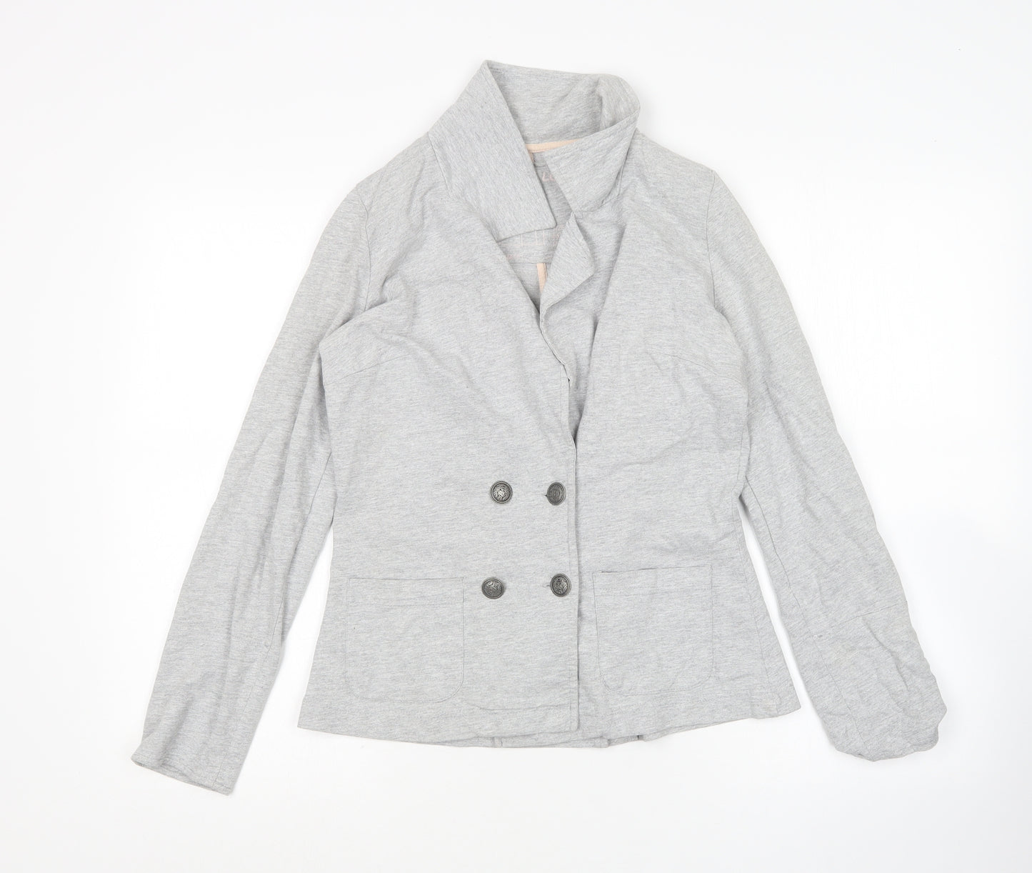 Denim Co Womens Grey V-Neck  Cotton Cardigan Jumper Size 8