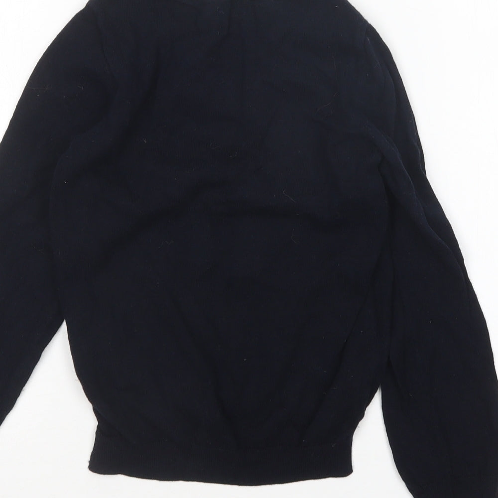 H&M Girls Blue Round Neck  Cotton Pullover Jumper Size 5-6 Years