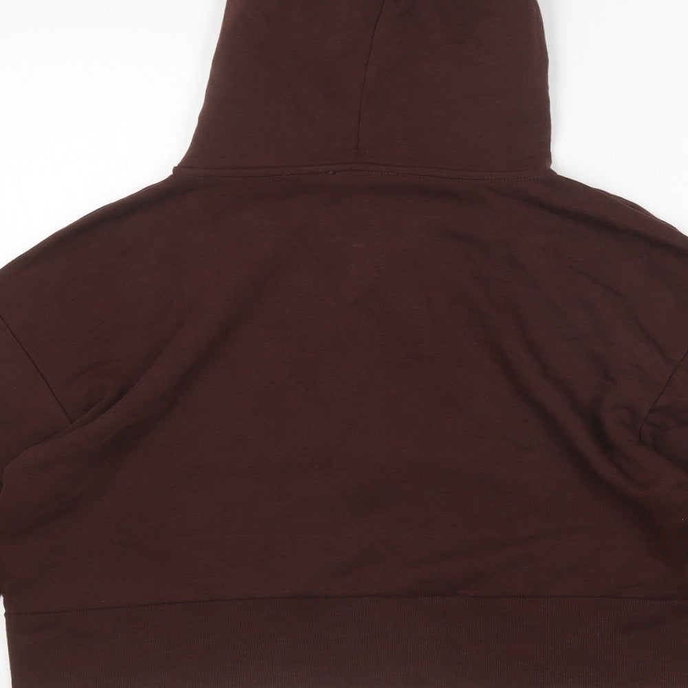 Zara Womens Brown  Cotton Full Zip Hoodie Size M