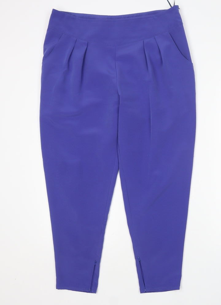 Jane Norman Womens Blue  Polyester Trousers  Size 14 L26 in Regular