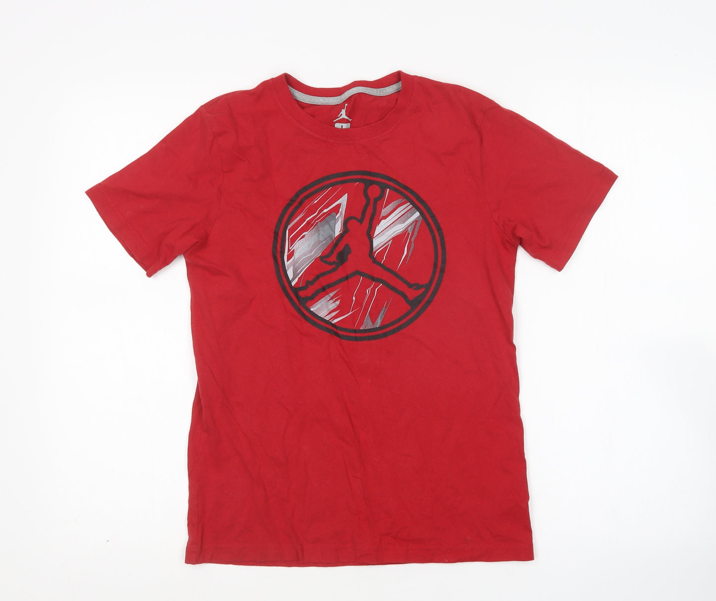 Jordan Boys Red  Cotton Basic T-Shirt Size 12-13 Years Round Neck