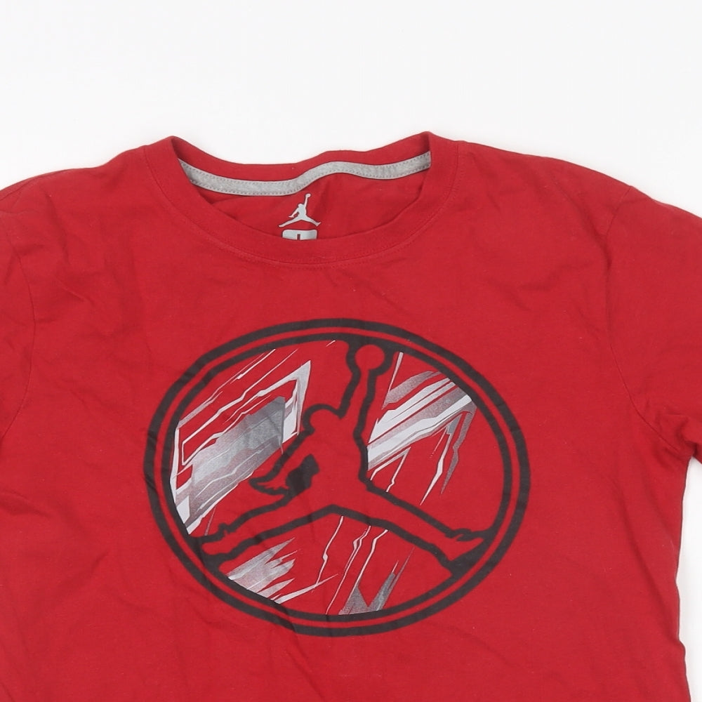 Jordan Boys Red  Cotton Basic T-Shirt Size 12-13 Years Round Neck