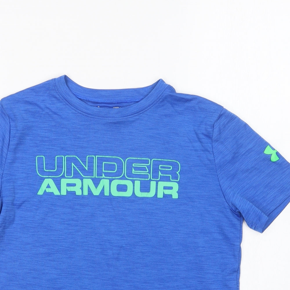 Under armour Boys Blue  Polyester Basic T-Shirt Size M Round Neck