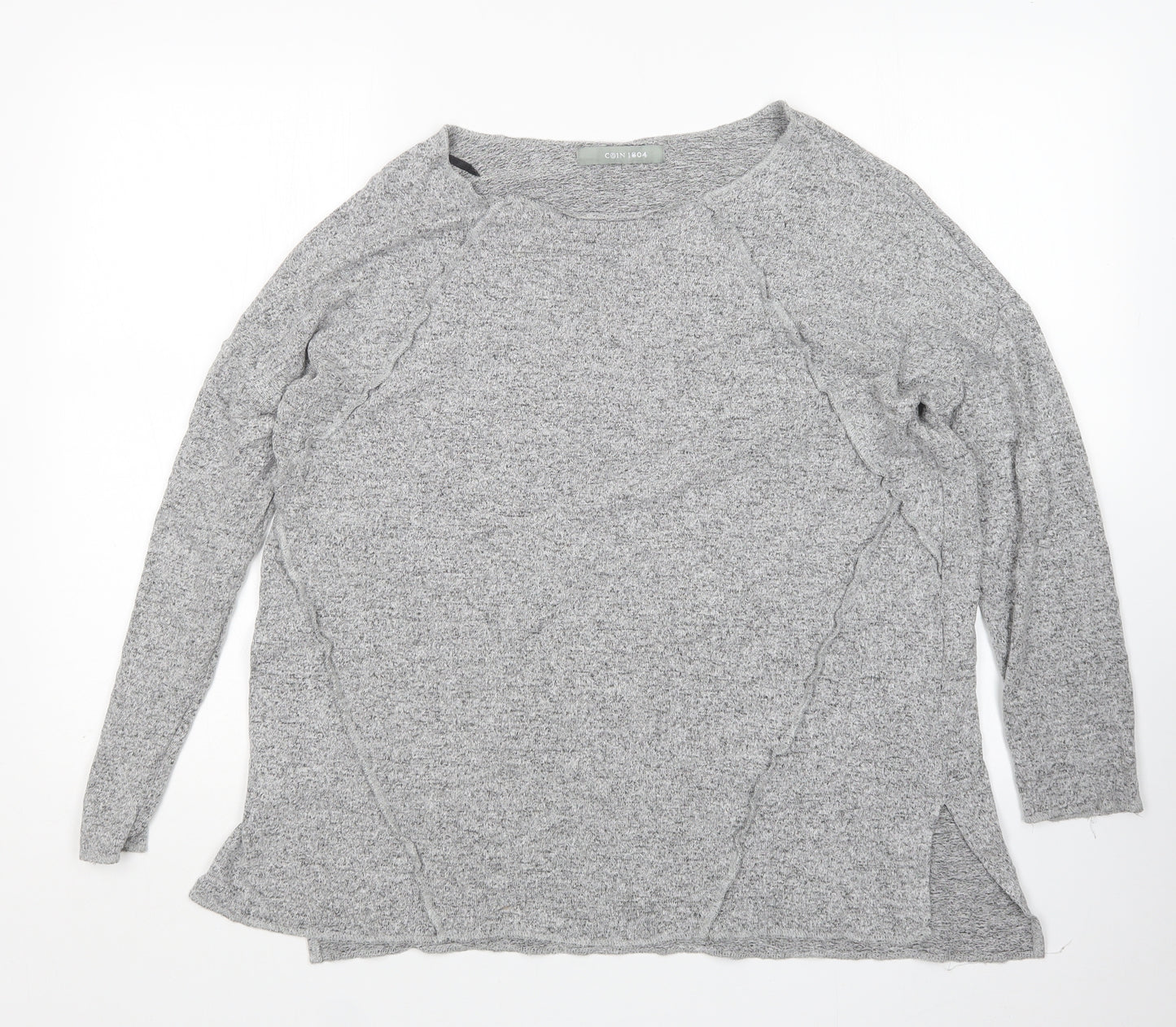 COIN 1804 Womens Grey Round Neck  Rayon Pullover Jumper Size S