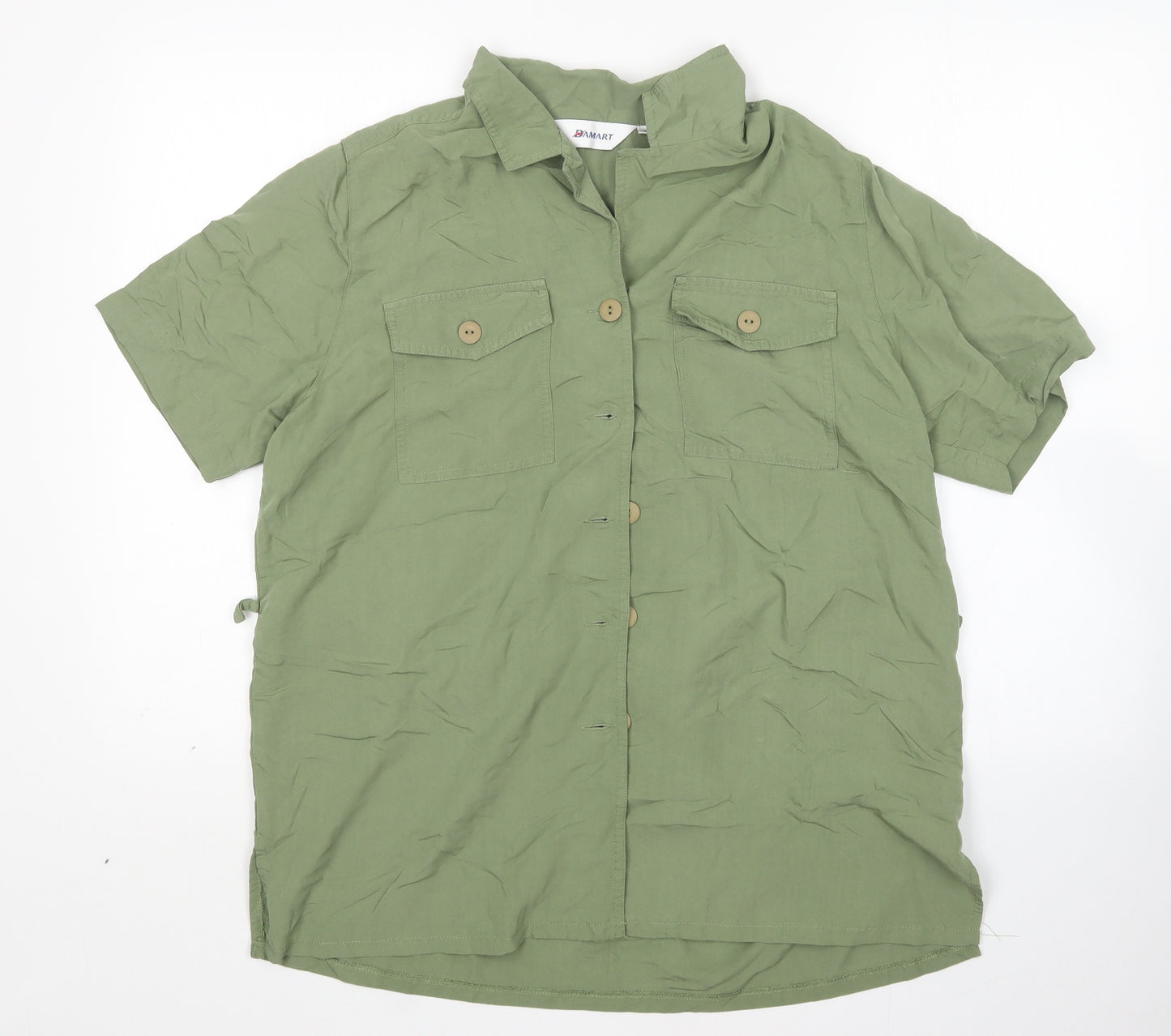 Damart Womens Green  Viscose Basic Button-Up Size 16 Collared