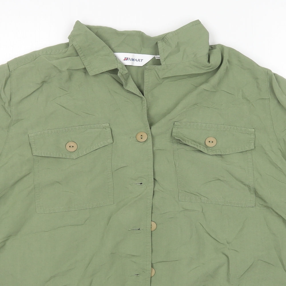 Damart Womens Green  Viscose Basic Button-Up Size 16 Collared
