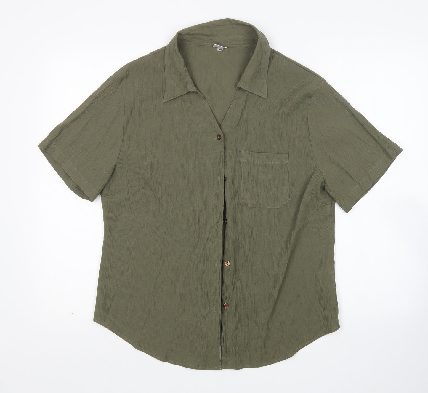 Damart Womens Green  Viscose Basic Button-Up Size 10 Collared