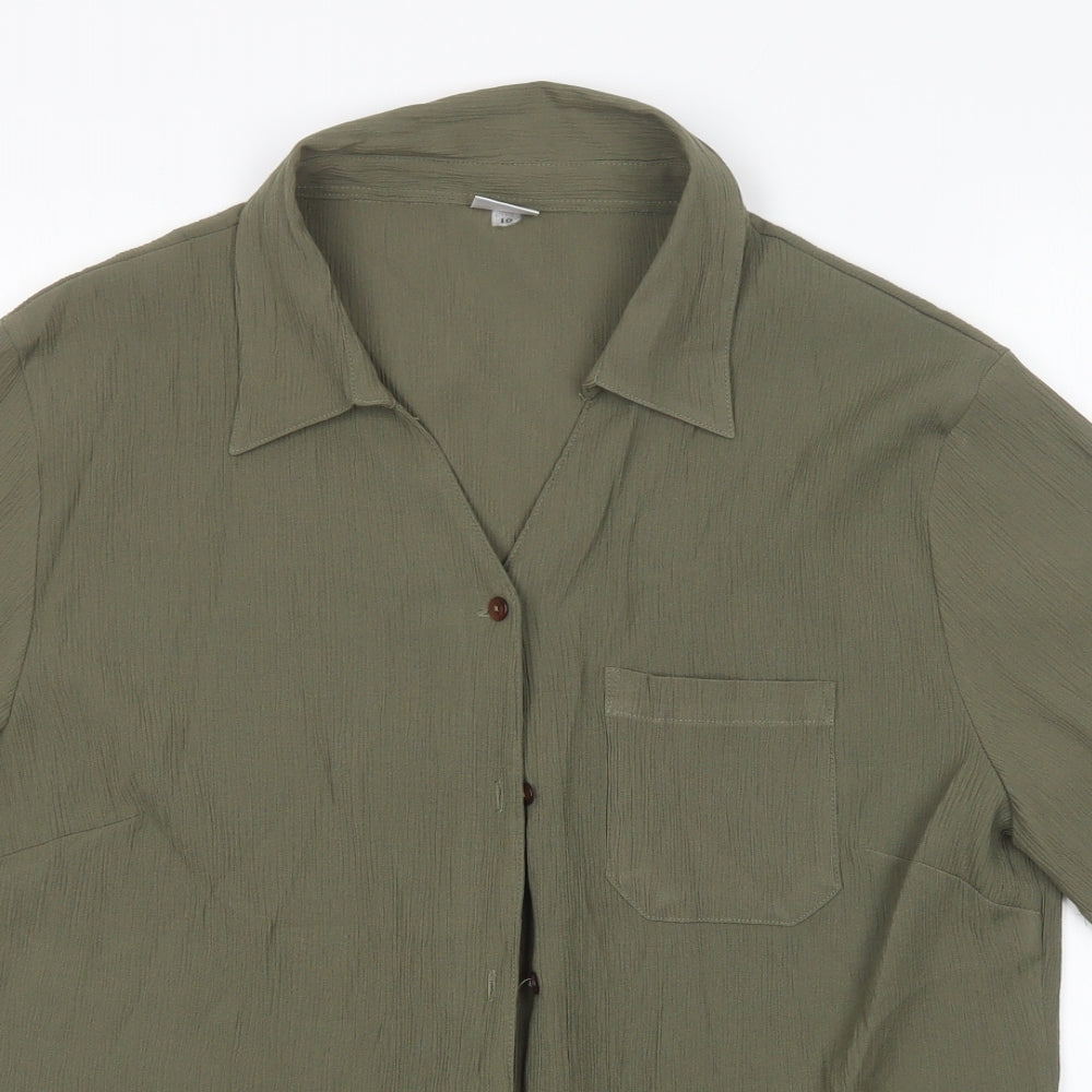 Damart Womens Green  Viscose Basic Button-Up Size 10 Collared