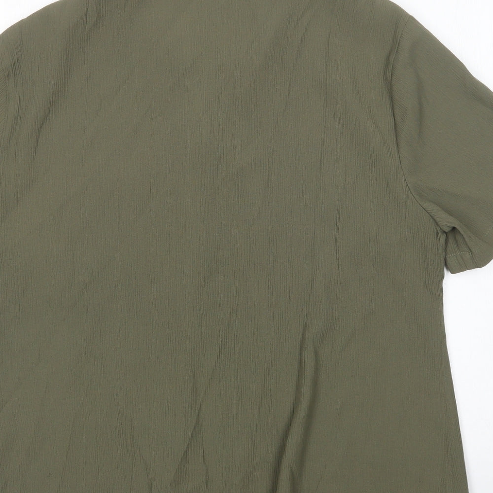 Damart Womens Green  Viscose Basic Button-Up Size 10 Collared