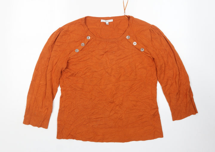Klass Womens Brown Round Neck Pullover Jumper Size M