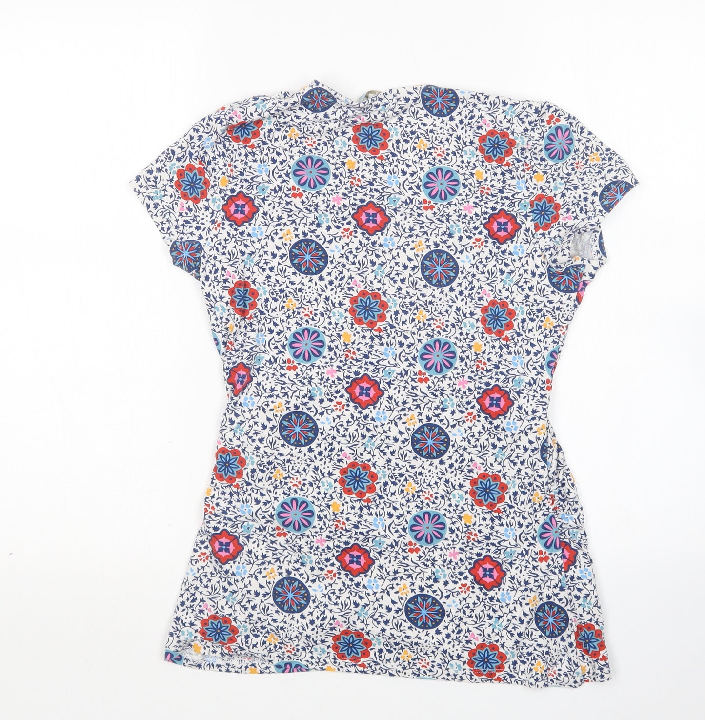 Boden Womens Multicoloured Floral Viscose Basic T-Shirt Size 14 V-Neck