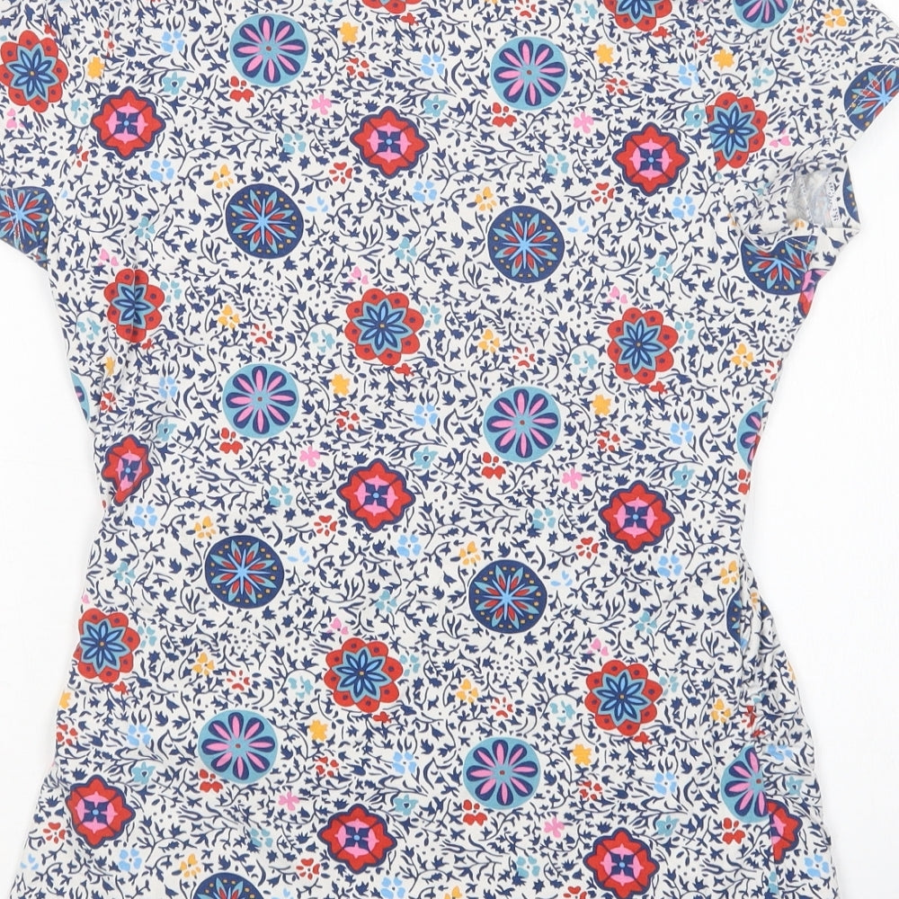 Boden Womens Multicoloured Floral Viscose Basic T-Shirt Size 14 V-Neck