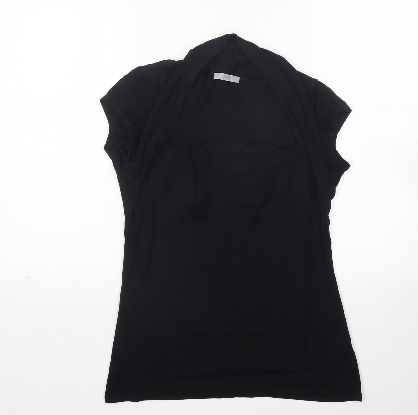 M&S Womens Black  Viscose Basic T-Shirt Size 16 Square Neck