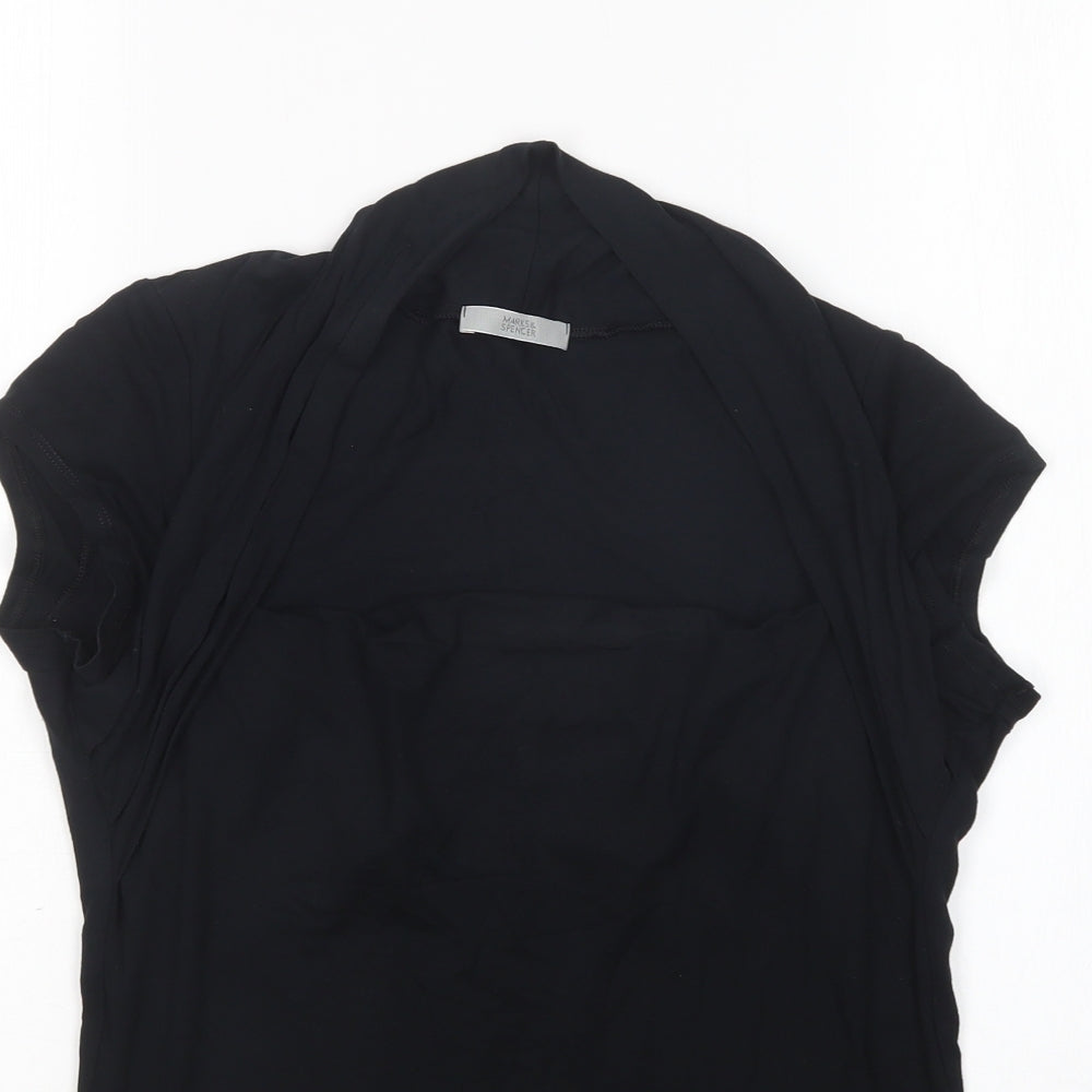 M&S Womens Black  Viscose Basic T-Shirt Size 16 Square Neck