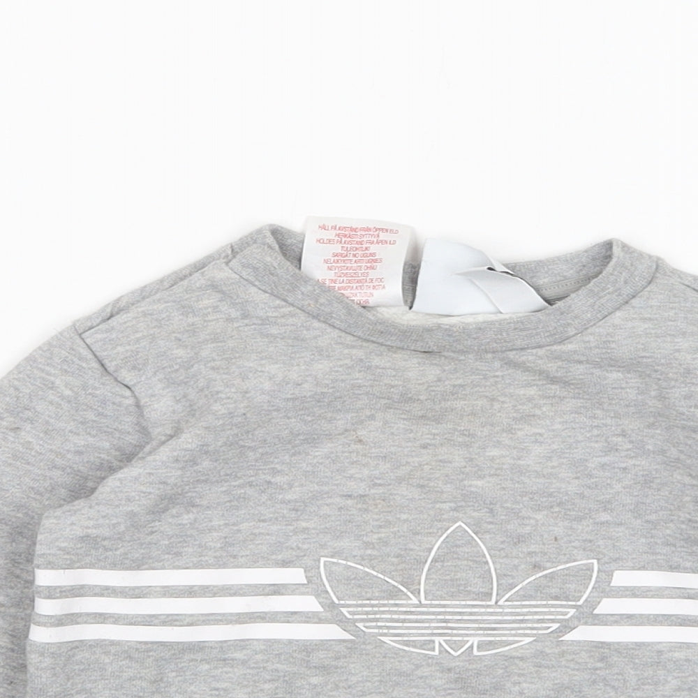 adidas Baby Grey  Cotton Pullover Jumper Size 12-18 Months
