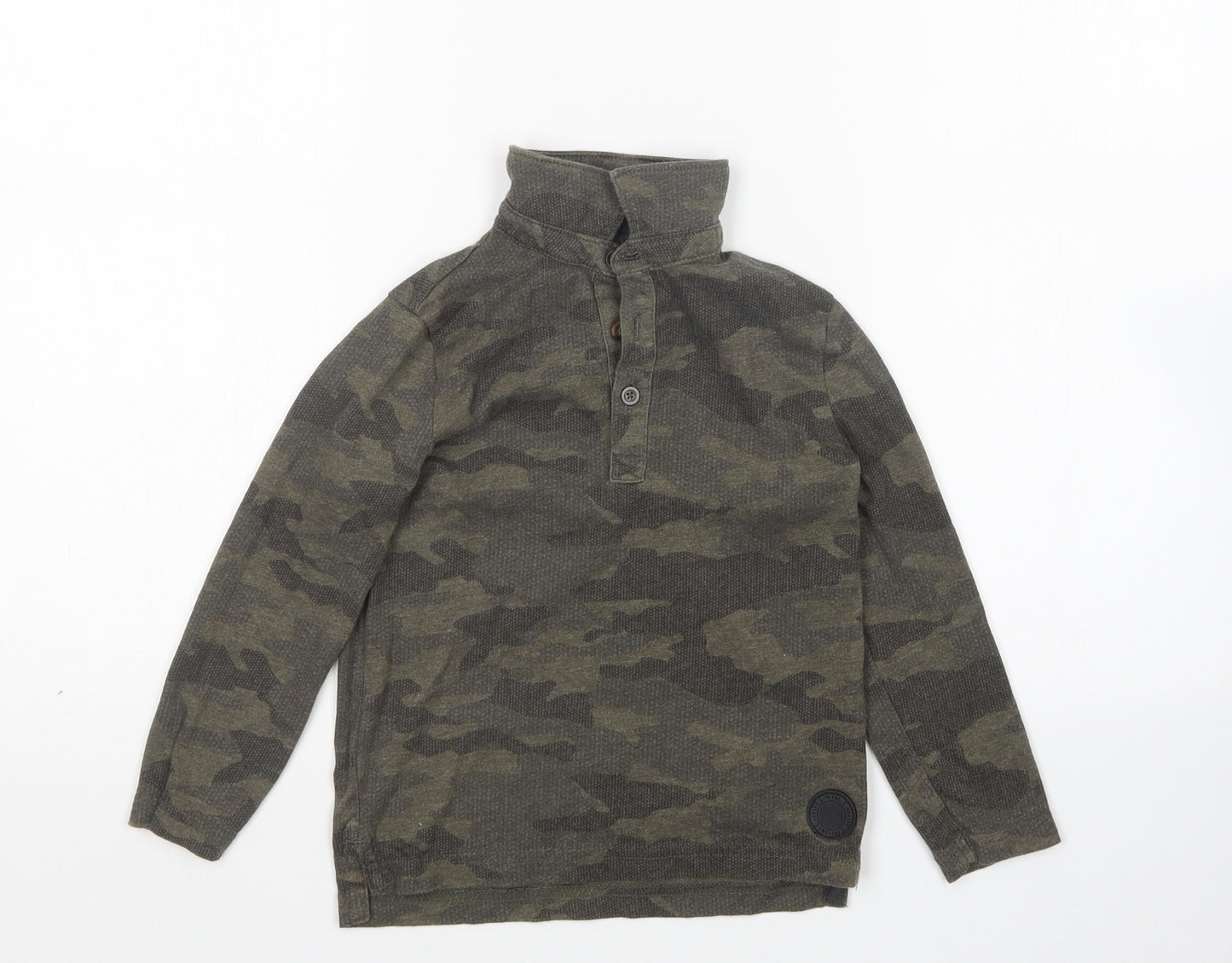 F&F Boys Green Camouflage Cotton Basic Polo Size 4-5 Years Collared