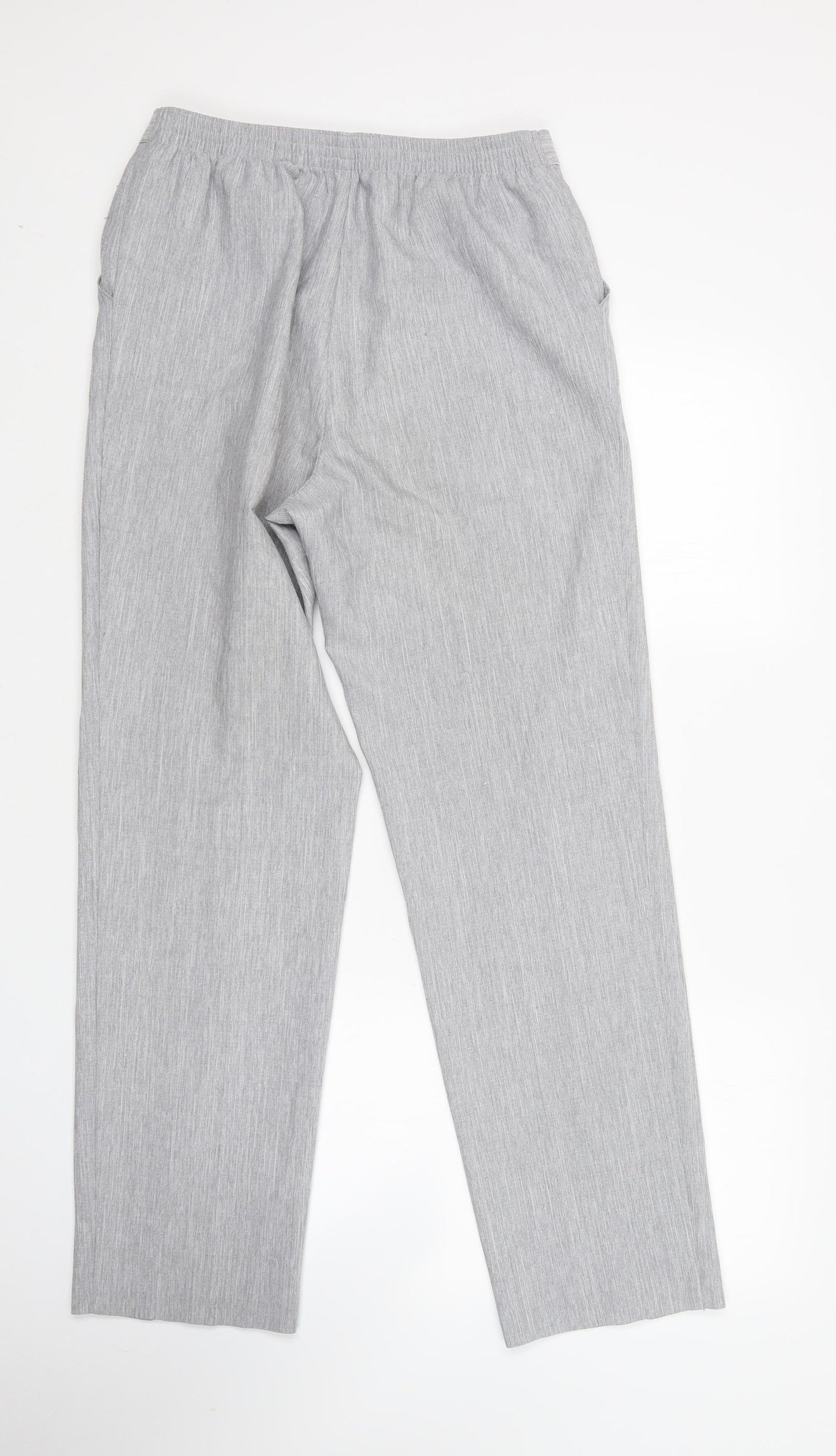 M&S Womens Grey  Polyester Trousers  Size 12 L32 in Regular