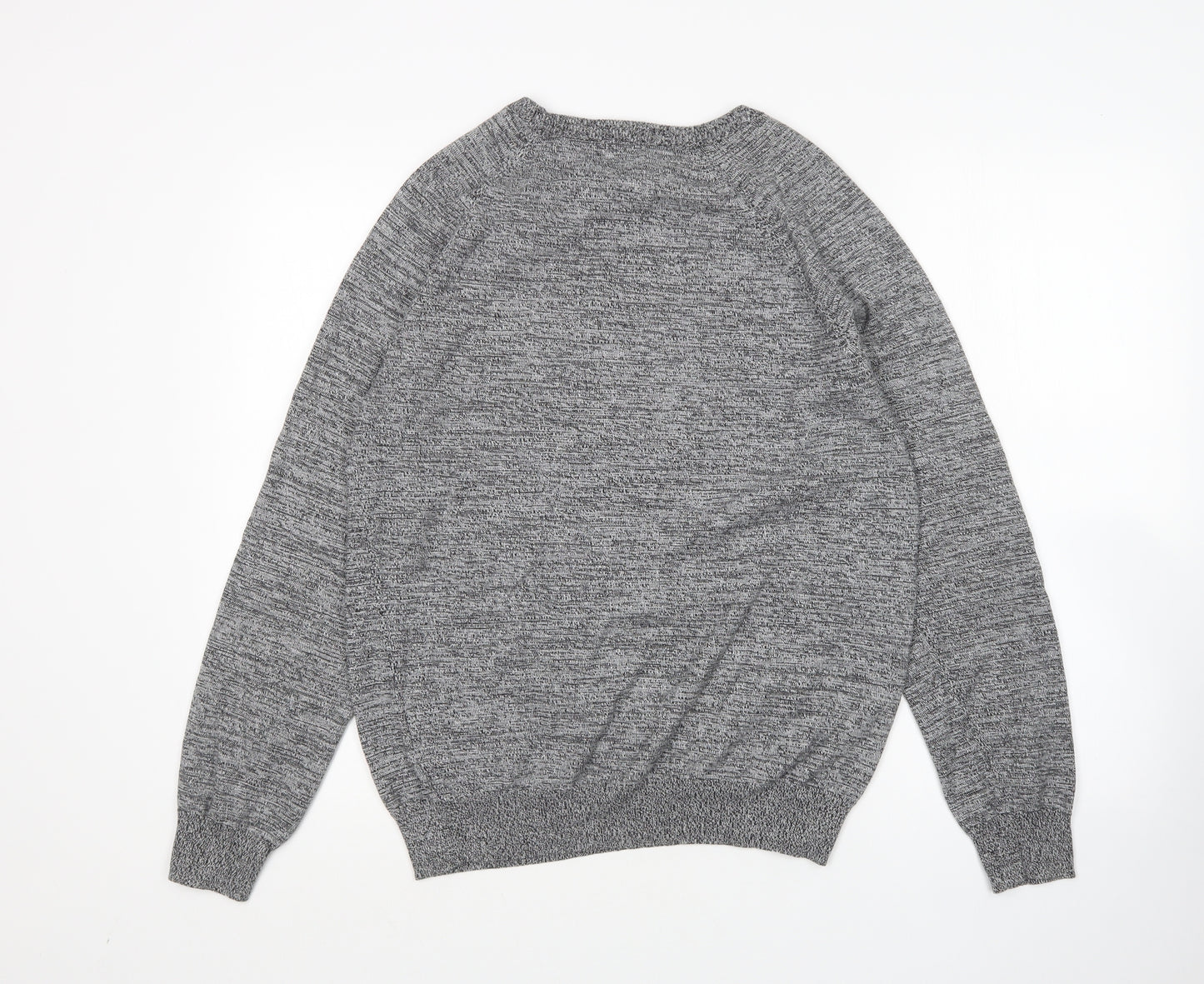 TU Mens Grey Round Neck  Cotton Pullover Jumper Size M