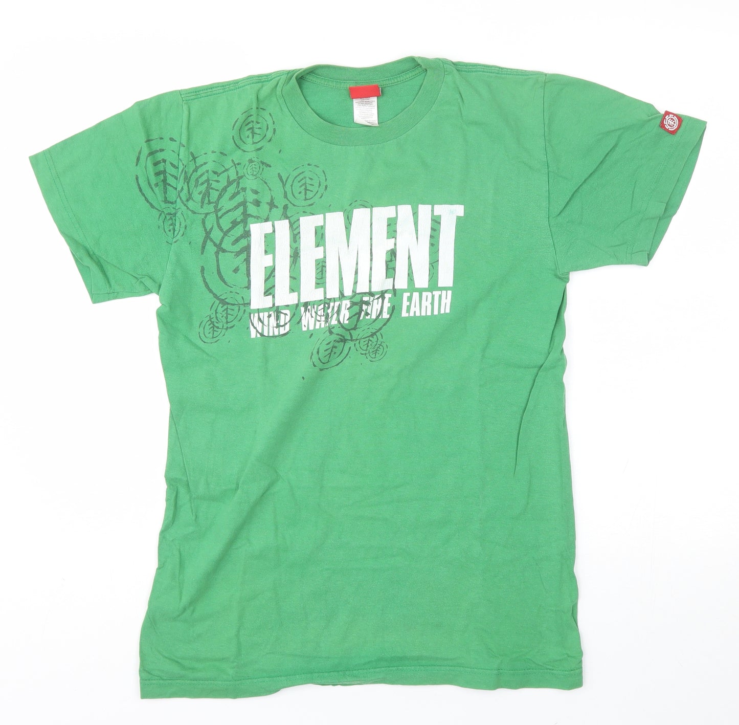 Element Mens Green  Cotton  T-Shirt Size S Round Neck